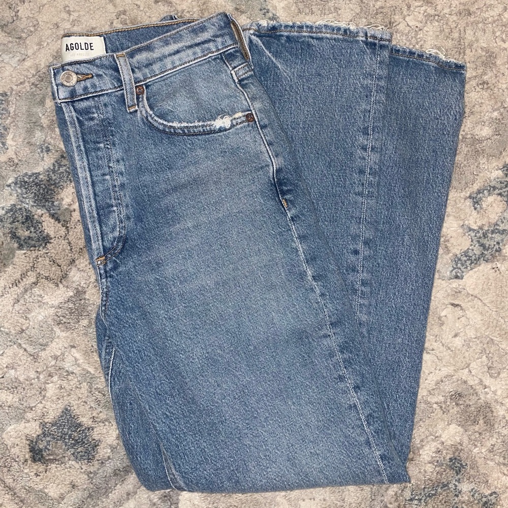 Women’s AGOLDE Riley Long High Rise Straight Jean in Quiver